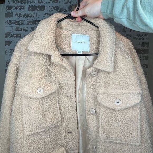 American Eagle | women tan teddy bear jacket - Picture 1 of 11
